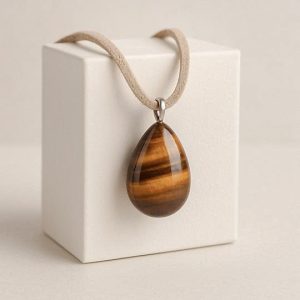 Natural Tiger’s Eye Necklace – 25x15mm Polished Stone on 150cm Adjustable Cord